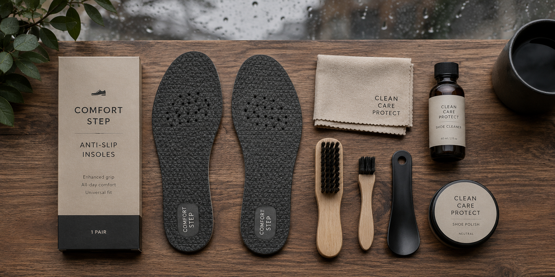 Anti-slip insoles and shoe accessories for rainy weather men's use